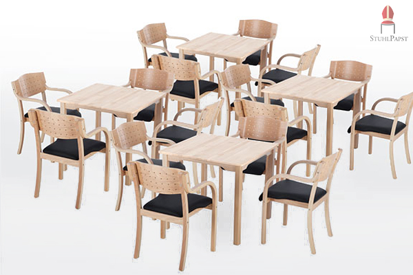 Holz Armlehnenstühle Polsterstuhl Comfort DeLux AL Armlehnen Stühle aus Holz Kunstleder schwarz gepolstert
