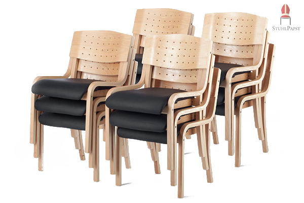 Design Holz Seminarstühle gepolstert Comfort DeLux gepolsterte Holz Design Seminarstühle preiswert