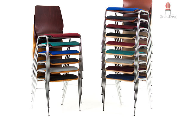 Preiswerte Holzschalenstühle mit Sitzpolster Edward SI günstige stapelbare Holz Schalenstühle mit Sitzpolster