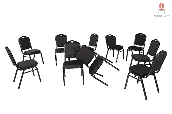 Bankettstühle mit Reihenverbinder Modell Event stapelbare Bankettstühle schwarz inklusive Stuhlverbinder