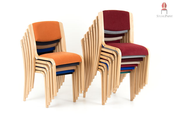 Stapelbare Holzstühle mit Polster Exquisit günstige Holzstühle mit Polster übereinander stapelbar