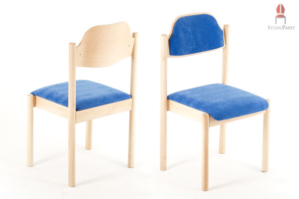 Holz Stuhl gepolstert vom Hersteller Ideal günstiger gepolsterter massiver Holz Stapelstuhl preiswert