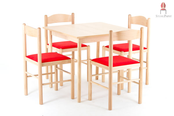 Kantineneinrichtung Möbel-Set’s Modell Koblenz Kantinenmöbel günstig Holztische und gepolsterte Stühle im Set