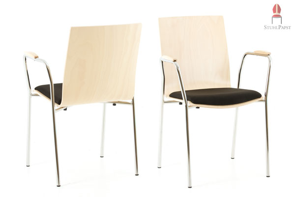 Holz Schalenstühle Sitzfläche gepolstert Zamba günstige Holzschalenstühle bequem mit Sitzpolster mit Armlehnen Designholzstuhl Designholzstühle
